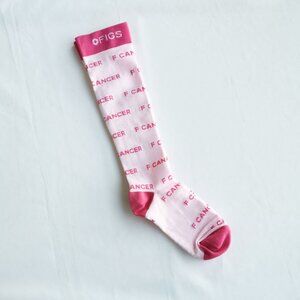Authentic Figs Size L Pink Cancer Awareness Socks Stylish Comfort New